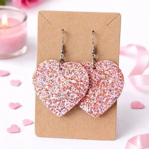 Sparkling Pink Heart Earrings